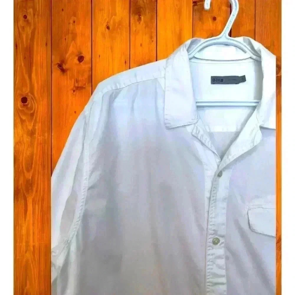 Simons DJAB men’s bright white, short sleeve, 100% cotton button-down shirt